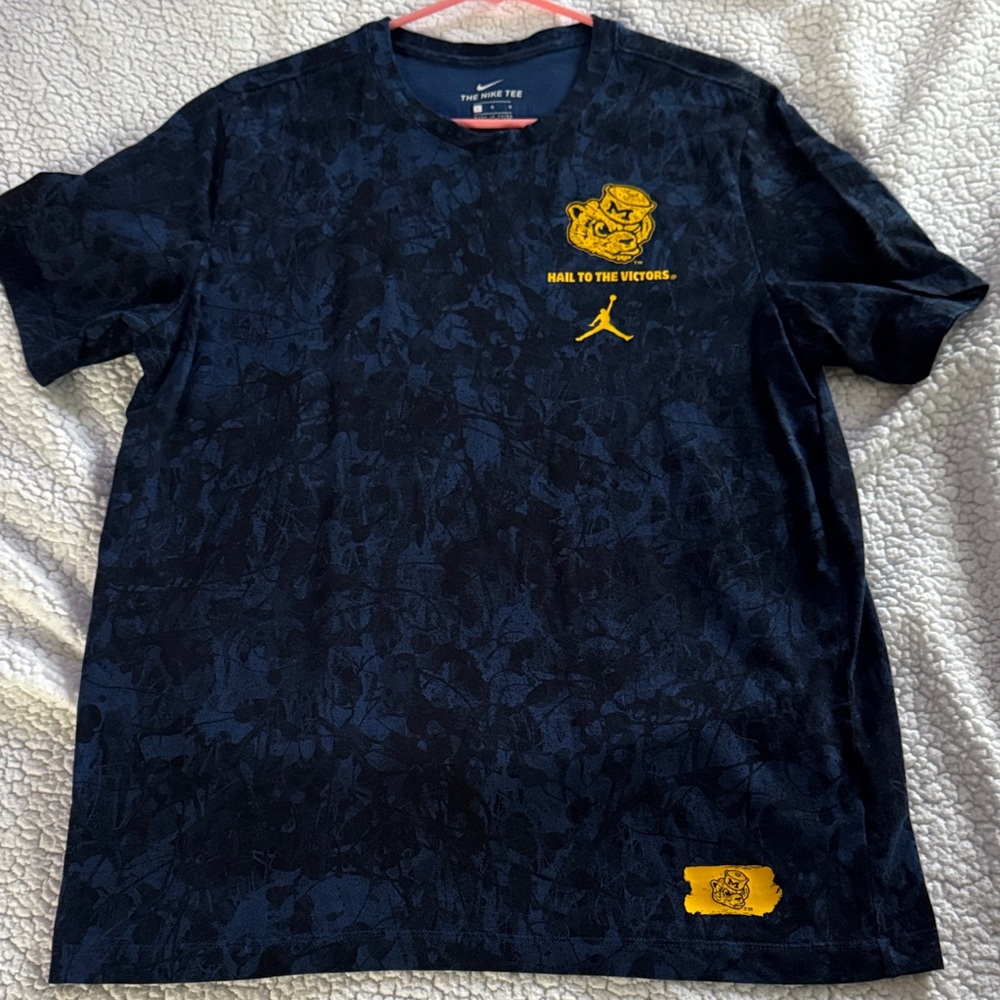 Michigan Wolverines Jordan Men's Navy and Gold Graphic Tee